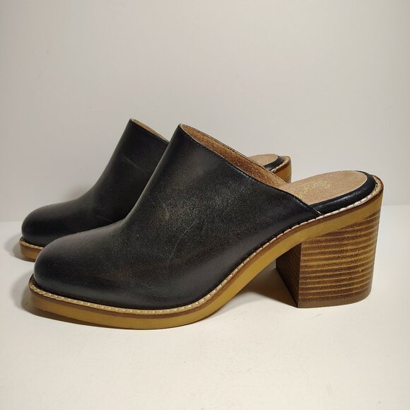 Anthropologie Seychelles Womens Spur of the Moment Mules Black Leather Sz 8 - Picture 1 of 9